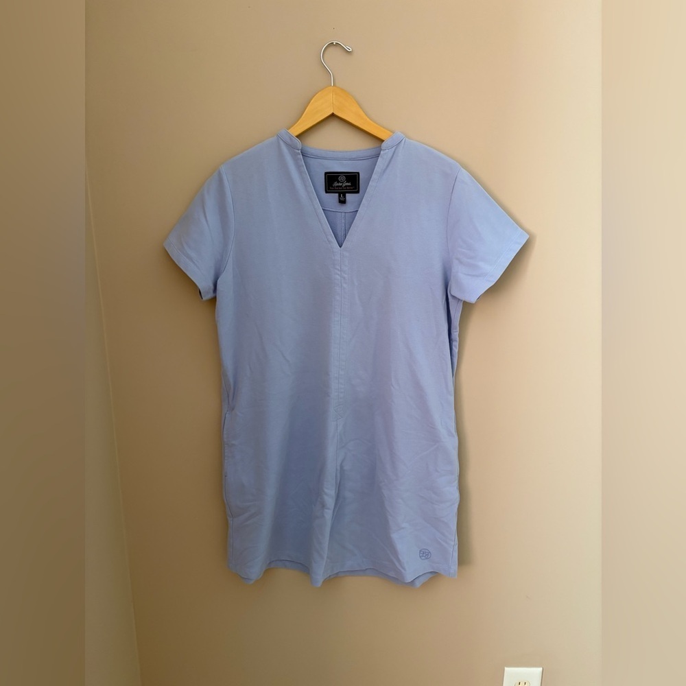 Lauren James Light Blue Mini V-neck Dress size L - Picture 2 of 5